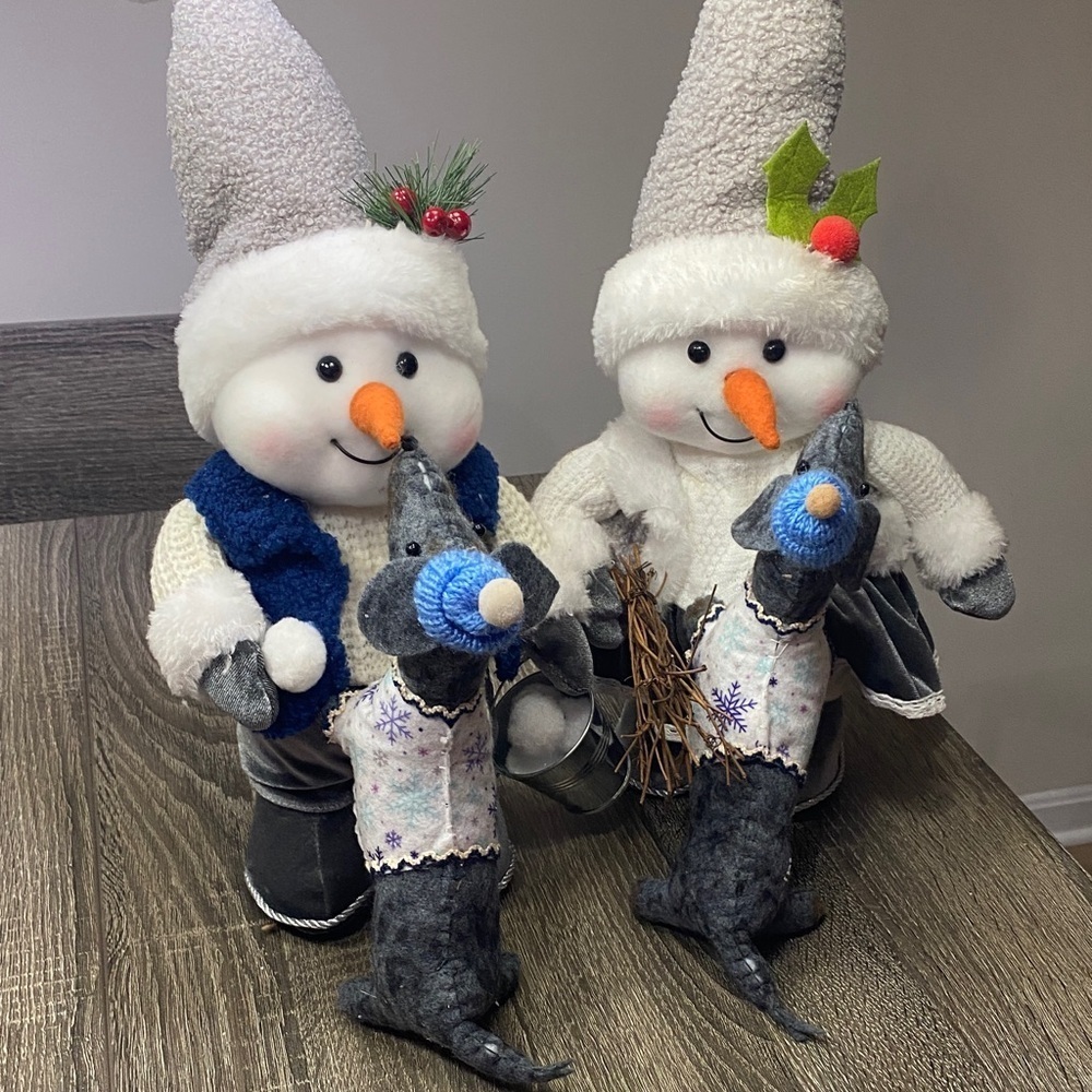 Festive Snowman and Dachshund Dog Holiday Decor Set